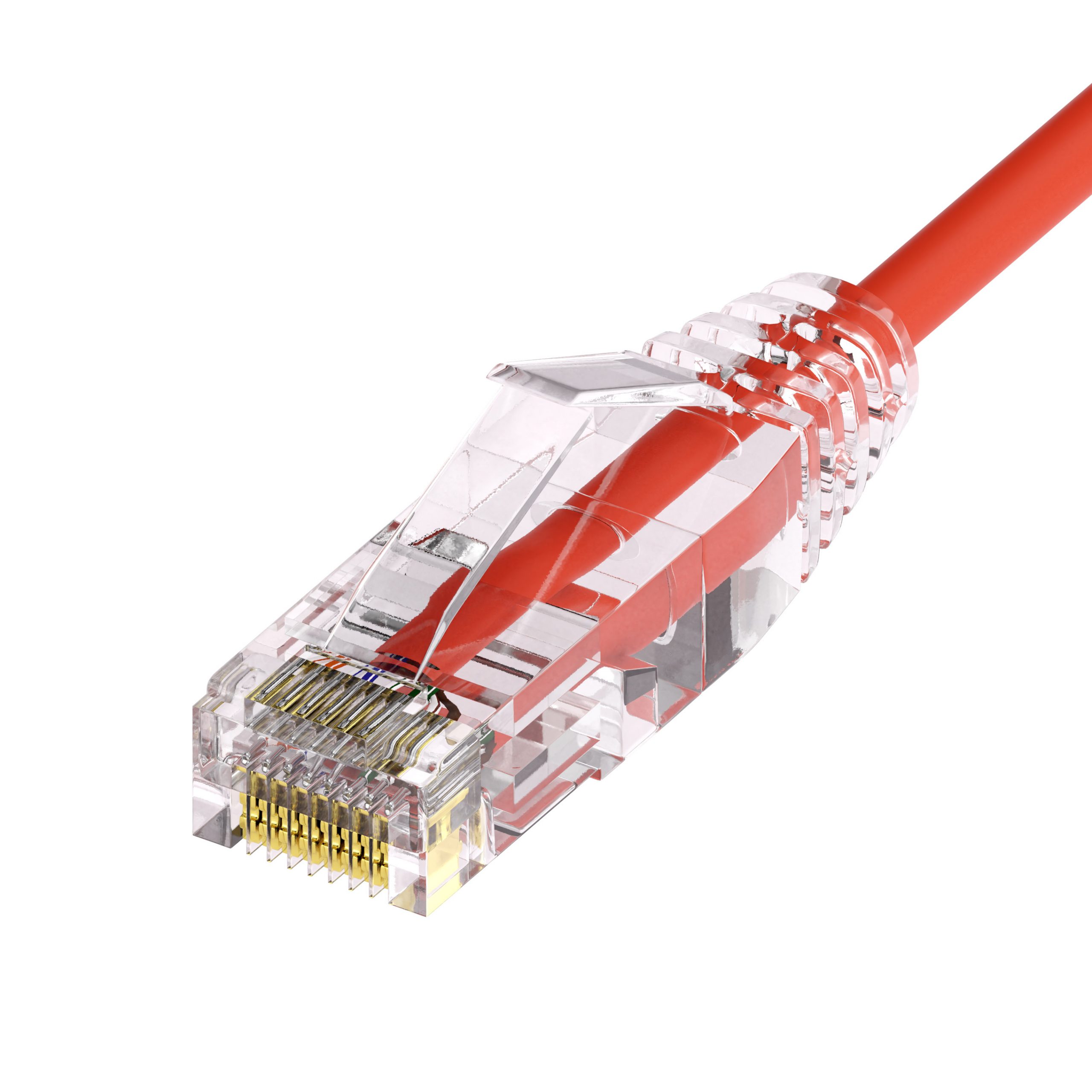 image of a cat6a red patch cable connector
