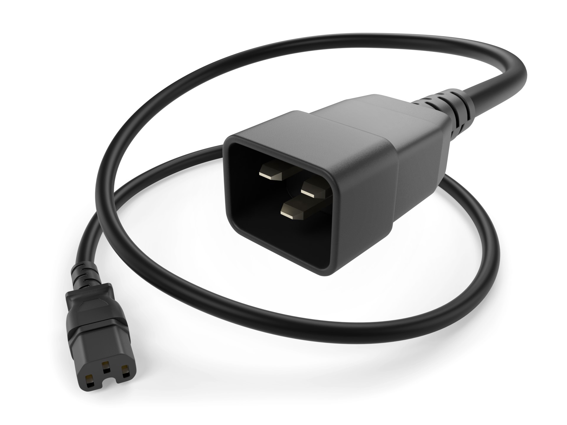 image of a black C15 to C20 power cord