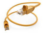 image of a yellow cat6A snagless patch cable